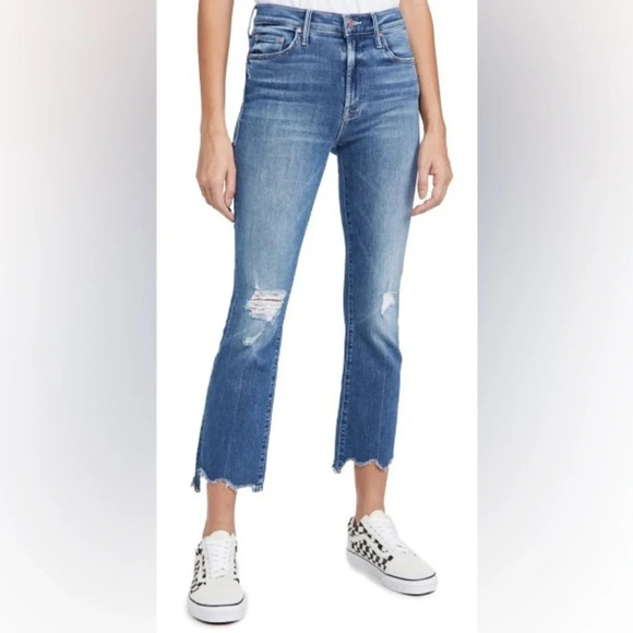 Mother Jeans The Insider Crop Step Chew Dancing On Coals